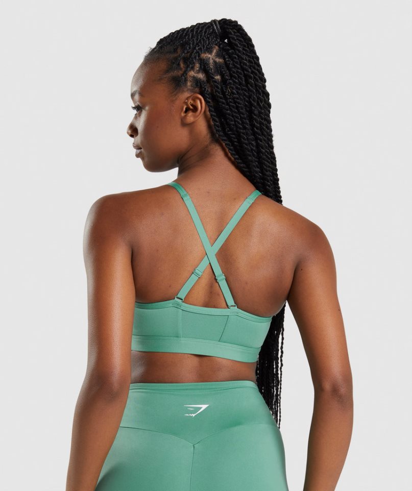 Gymshark Ruched Női Sportmelltartó Zöld | HU-W-348