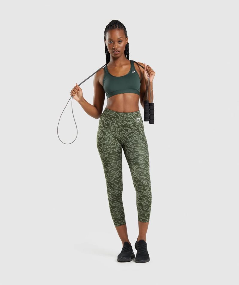 Gymshark Scoop Neck Női Sportmelltartó Sötétzöld | HU-X-461