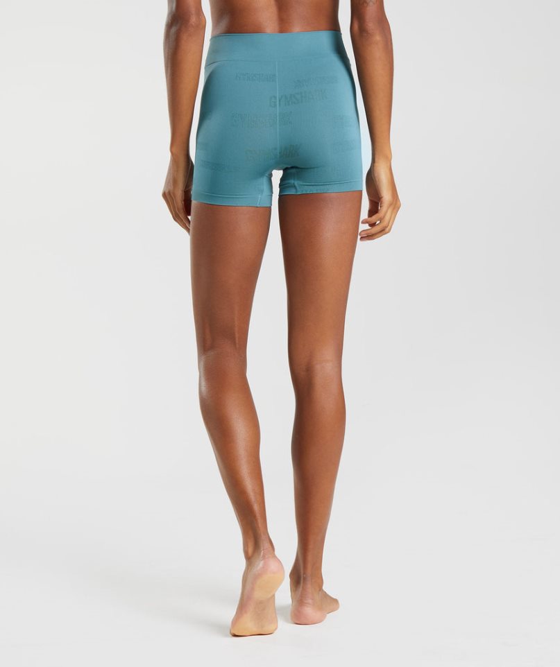 Gymshark Seamless Jacquard Boxers Női Fehérnemű Kék | HU-L-725