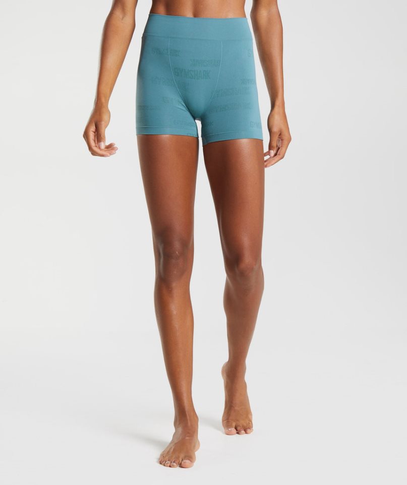 Gymshark Seamless Jacquard Boxers Női Fehérnemű Kék | HU-L-725