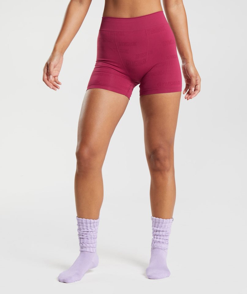 Gymshark Seamless Jacquard Boxers Női Fehérnemű Rózsaszín | HU-T-164