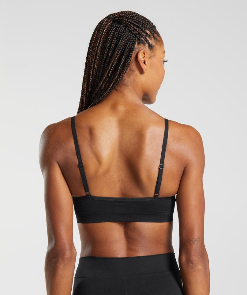 Gymshark Seamless Jacquard Bralette Női Fehérnemű Fekete | HU-S-639