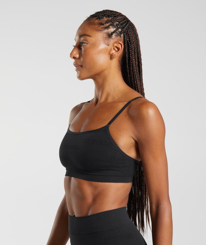 Gymshark Seamless Jacquard Bralette Női Fehérnemű Fekete | HU-S-639
