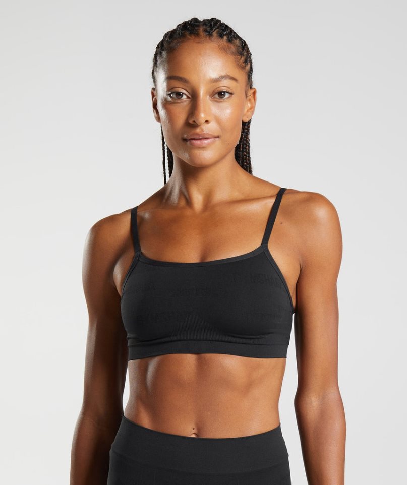 Gymshark Seamless Jacquard Bralette Női Fehérnemű Fekete | HU-S-639