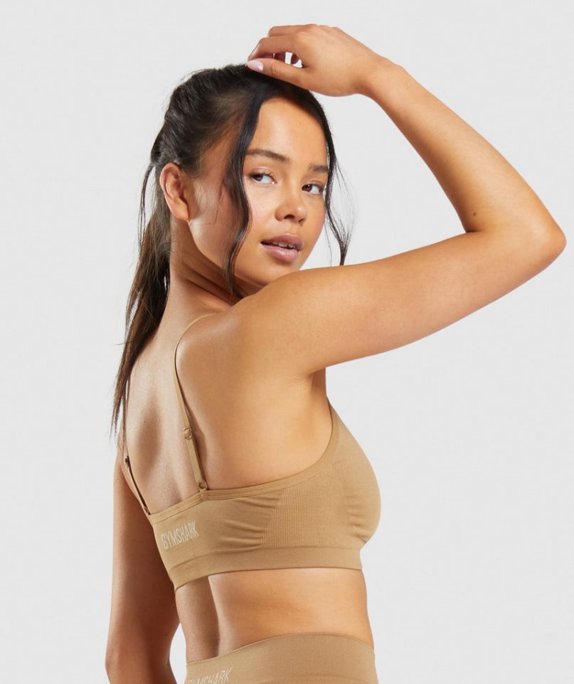Gymshark Seamless Low Neck Bralette Női Fehérnemű Világos Barna | HU-D-720