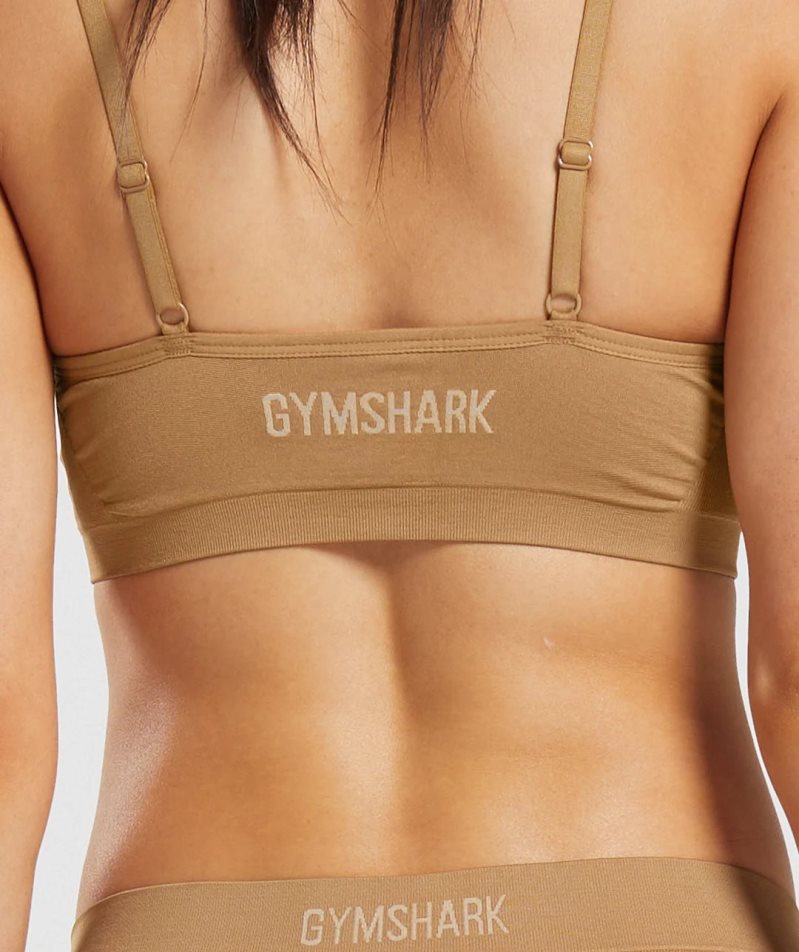 Gymshark Seamless Low Neck Bralette Női Fehérnemű Világos Barna | HU-D-720