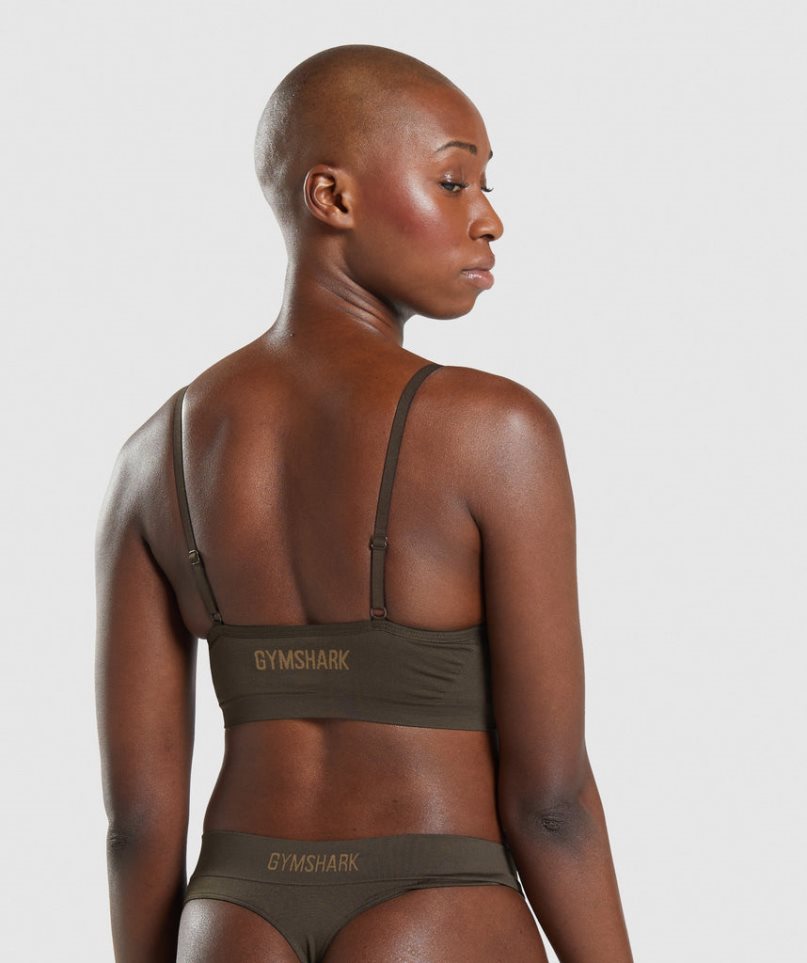 Gymshark Seamless Low Neck Bralette Női Fehérnemű Barna | HU-U-963