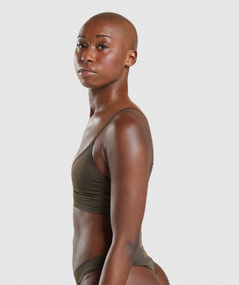 Gymshark Seamless Low Neck Bralette Női Fehérnemű Barna | HU-U-963