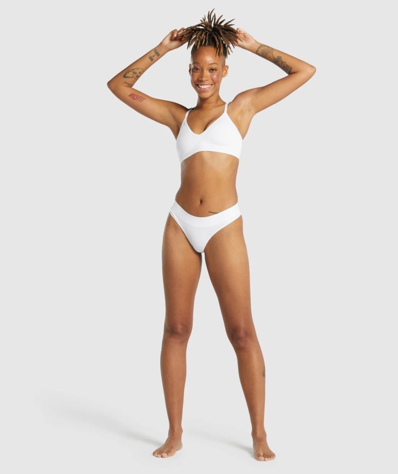 Gymshark Seamless Low Neck Bralette Női Fehérnemű Fehér | HU-Y-584