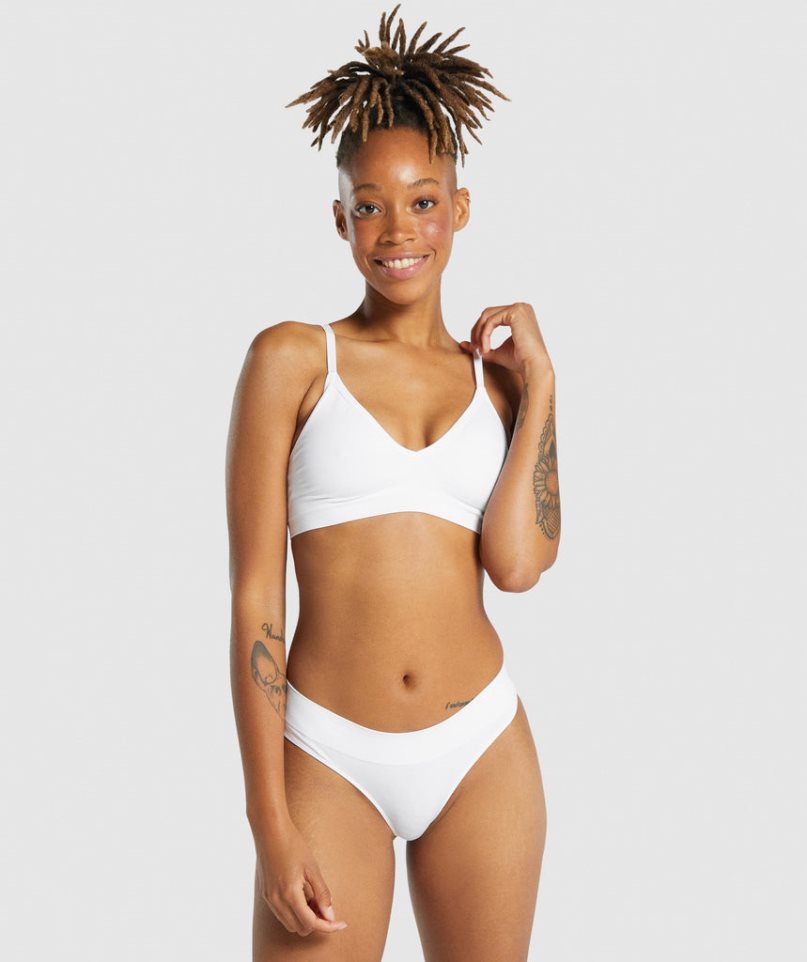 Gymshark Seamless Low Neck Bralette Női Fehérnemű Fehér | HU-Y-584