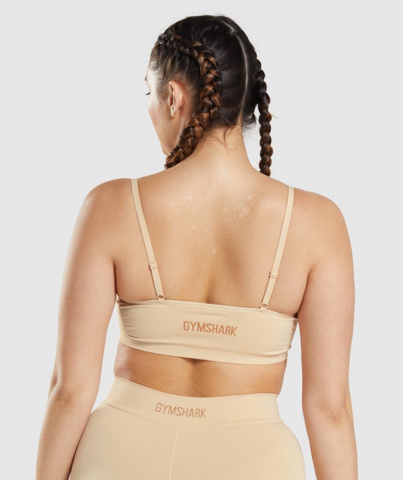 Gymshark Seamless Low Neck Bralette Női Fehérnemű Világos Barna | HU-Z-716
