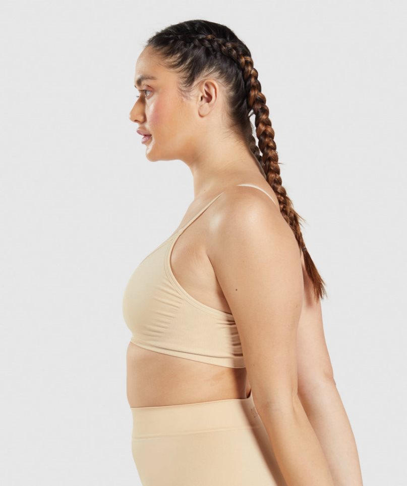 Gymshark Seamless Low Neck Bralette Női Fehérnemű Világos Barna | HU-Z-716
