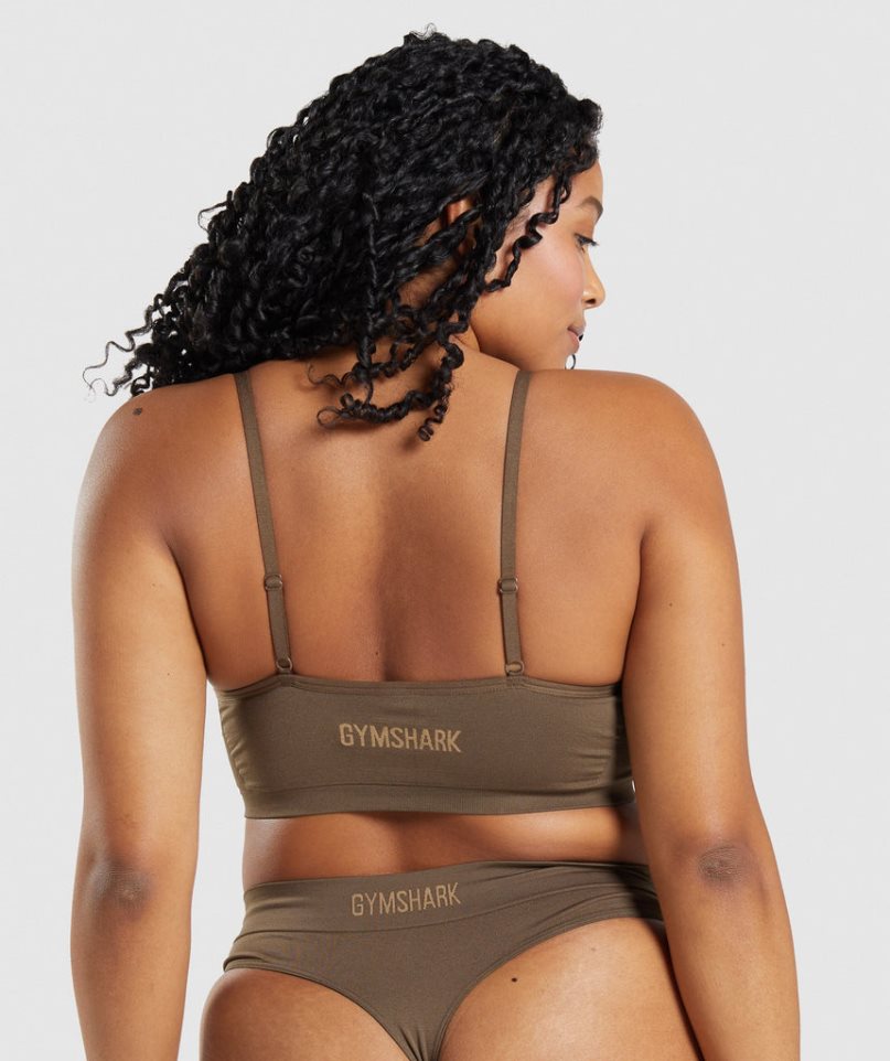 Gymshark Seamless Low Neck Bralette Női Fehérnemű Barna | HU-Z-741