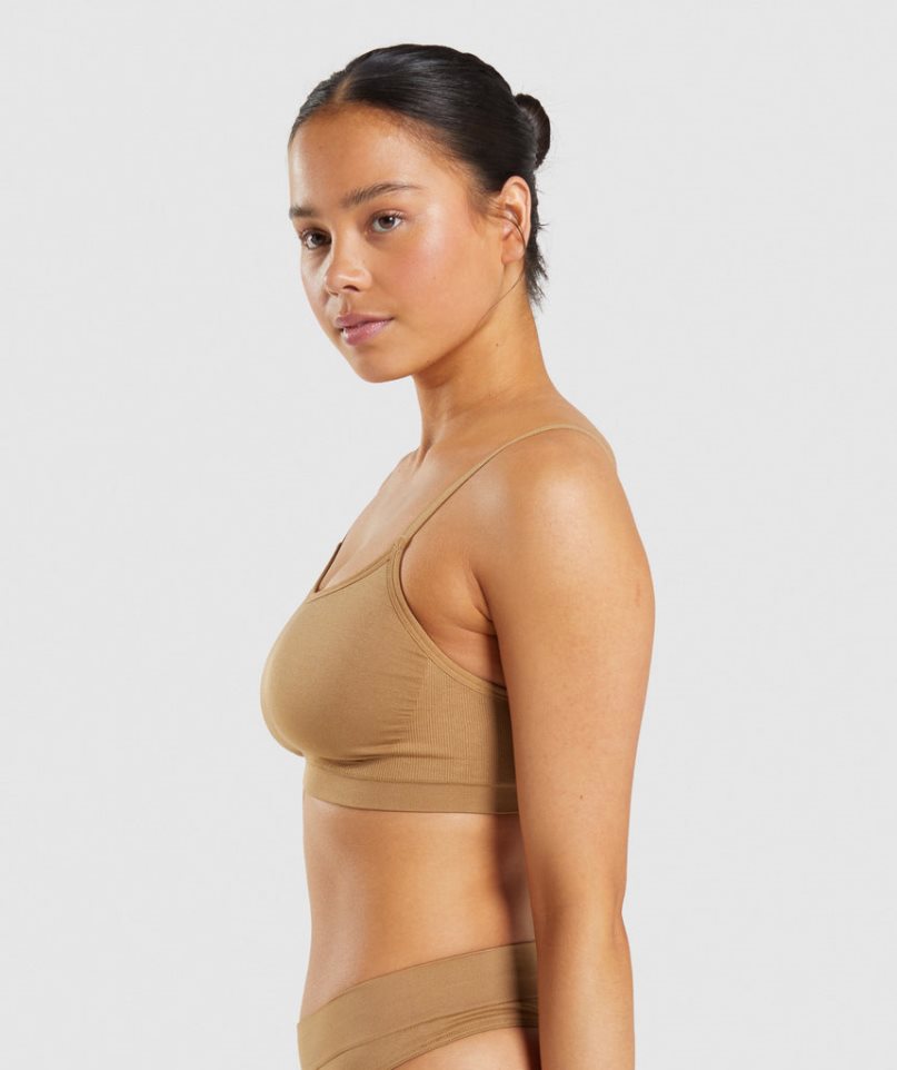 Gymshark Seamless Scoop Neck Bralette Női Fehérnemű Világos Barna | HU-N-860