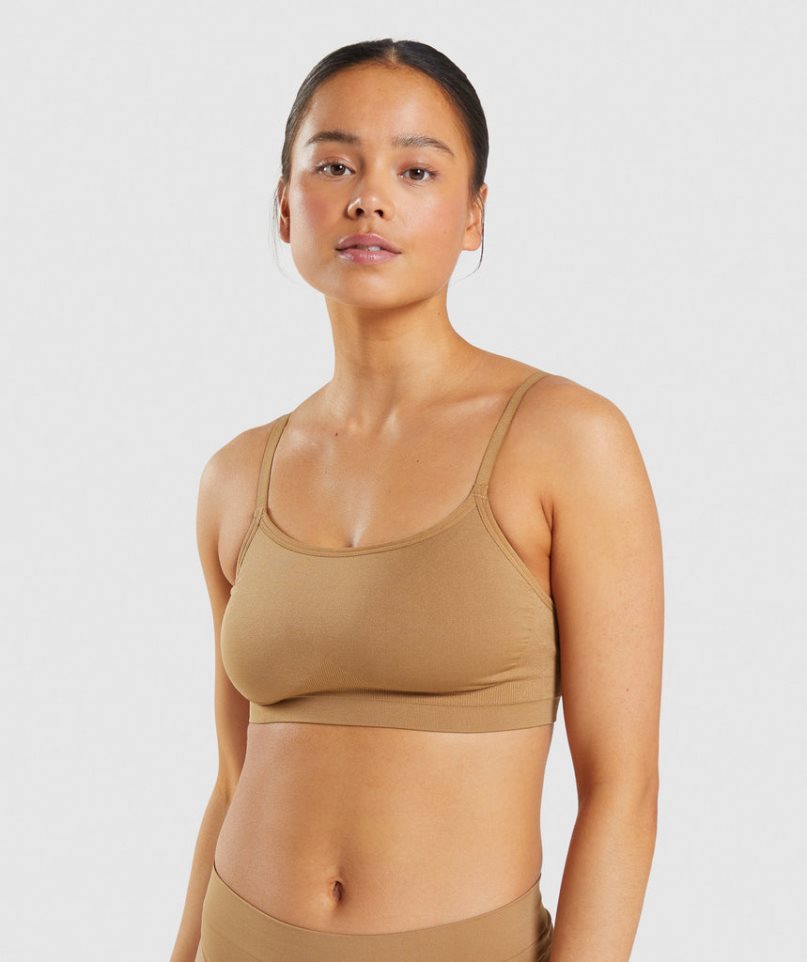 Gymshark Seamless Scoop Neck Bralette Női Fehérnemű Világos Barna | HU-N-860