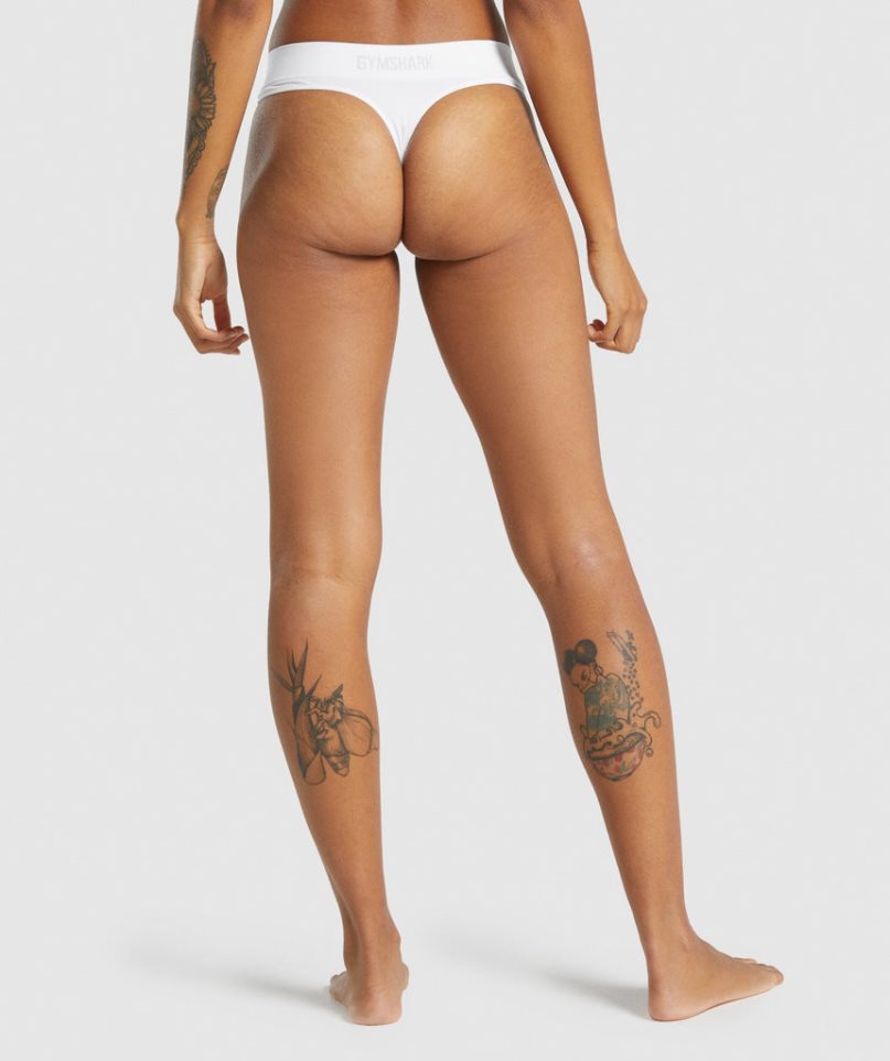 Gymshark Seamless Tanga Női Fehérnemű Fehér | HU-J-941