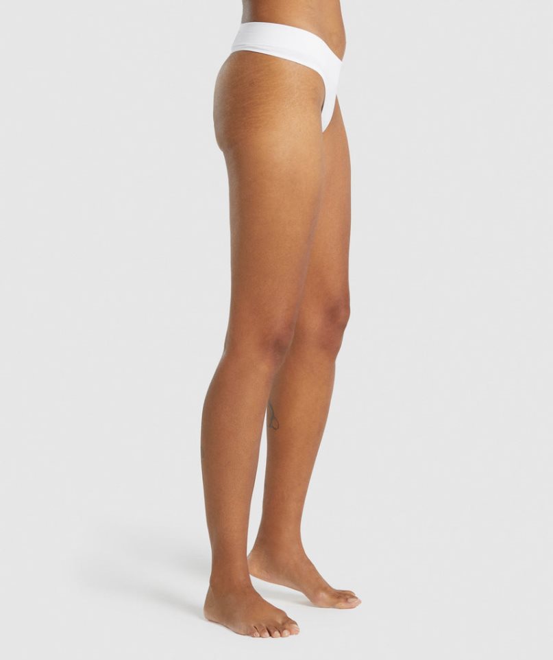 Gymshark Seamless Tanga Női Fehérnemű Fehér | HU-J-941