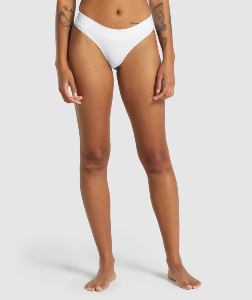 Gymshark Seamless Tanga Női Fehérnemű Fehér | HU-J-941