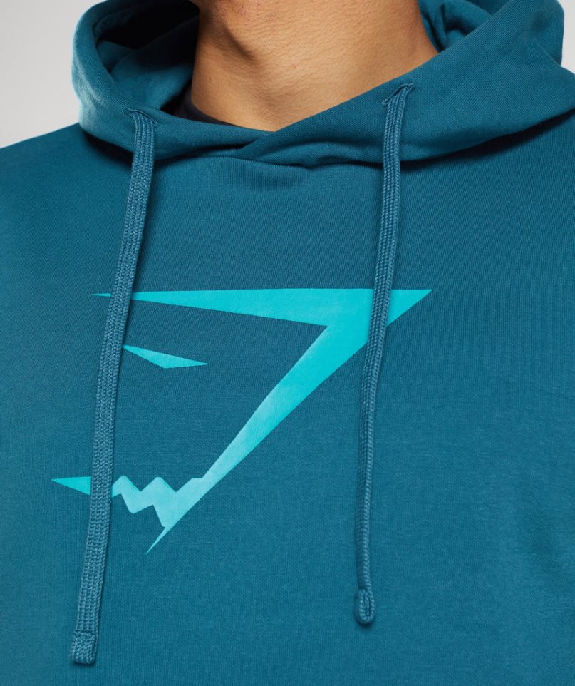 Gymshark Sharkhead Infill Férfi Kapucnis Pulóver Kék | HU-E-014