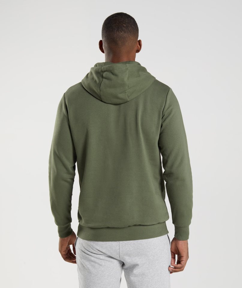 Gymshark Sharkhead Infill Férfi Kapucnis Pulóver Olivazöld | HU-V-796