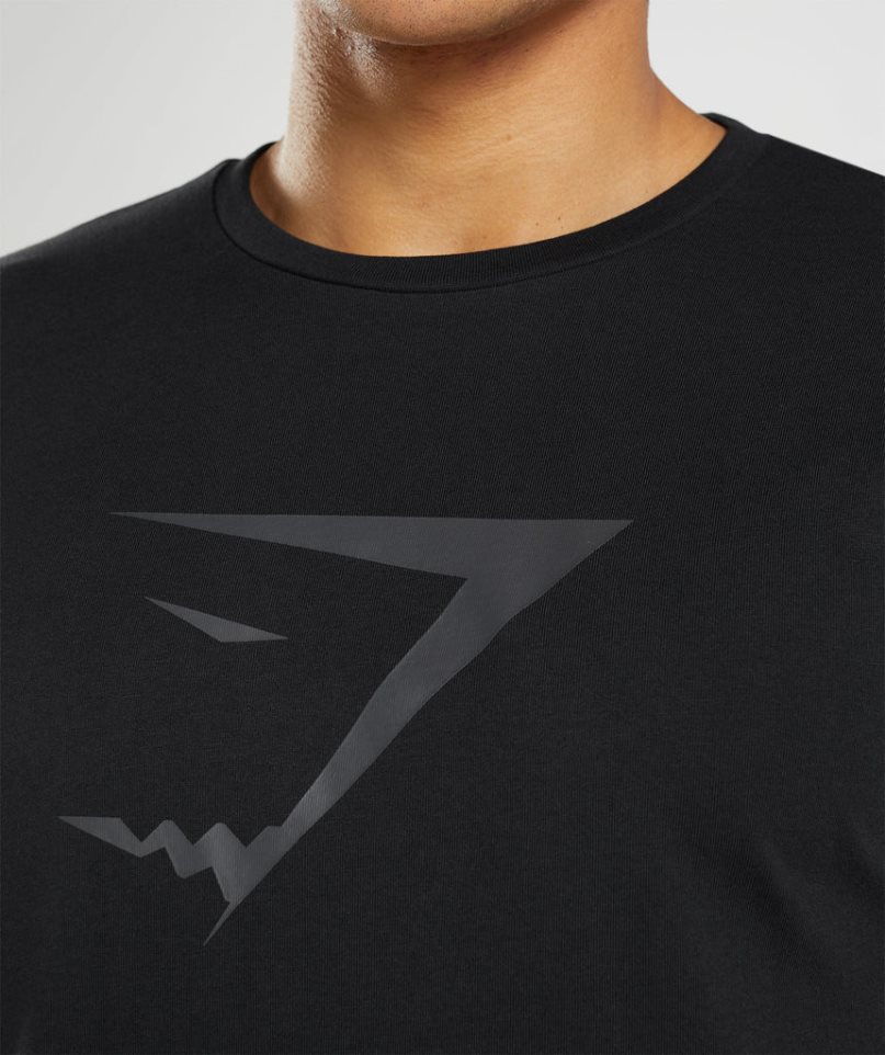 Gymshark Sharkhead Infill Férfi Póló Fekete | HU-S-186