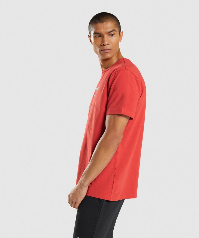 Gymshark Sharkhead Infill Férfi Póló Piros | HU-X-560