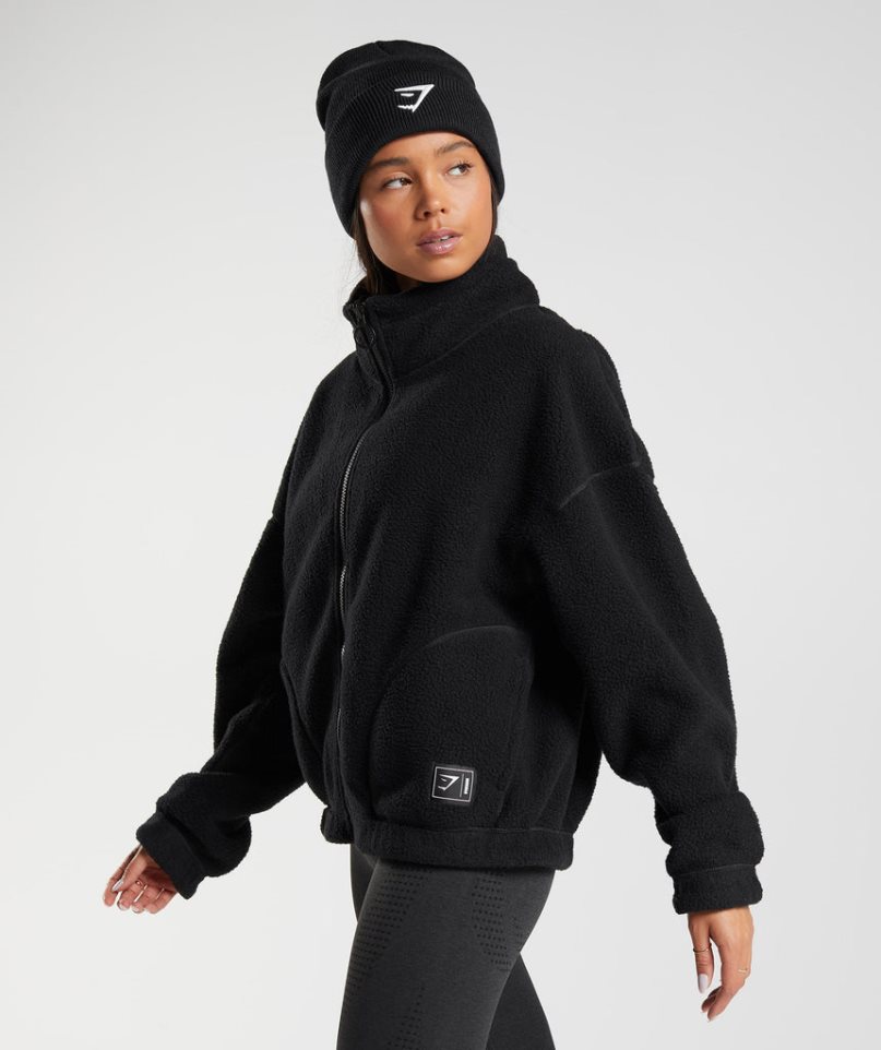 Gymshark Sherpa Női Kabát Fekete | HU-Z-682