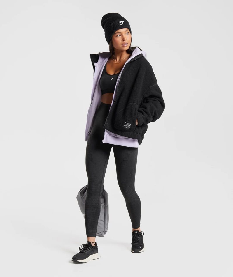 Gymshark Sherpa Női Kabát Fekete | HU-Z-682