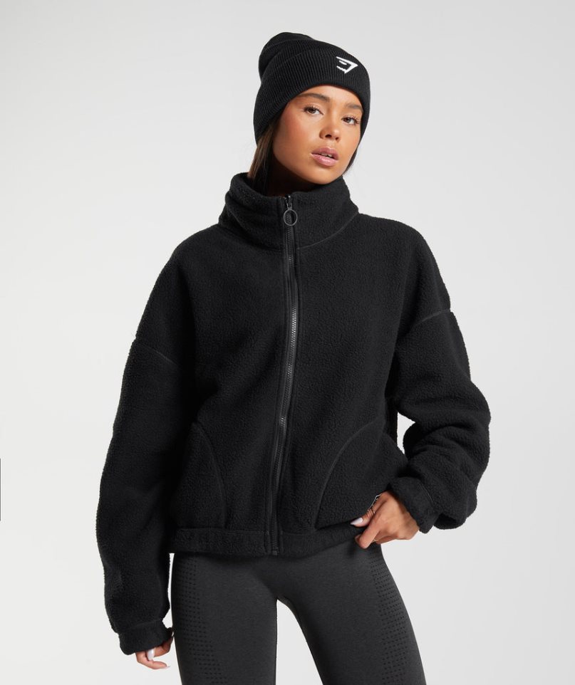 Gymshark Sherpa Női Kabát Fekete | HU-Z-682
