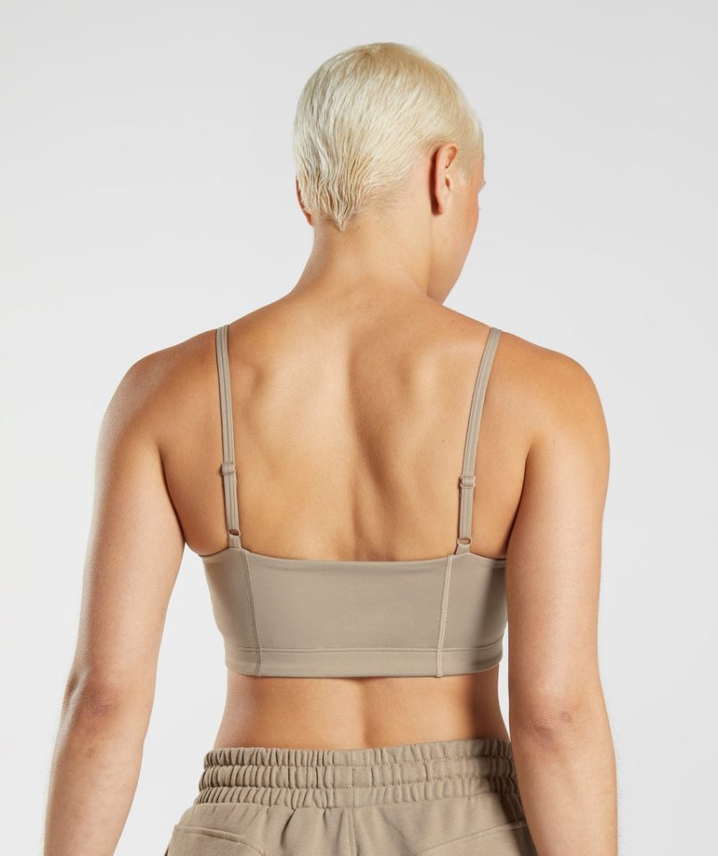 Gymshark Social Club Bandeau Női Sportmelltartó Khaki | HU-I-063