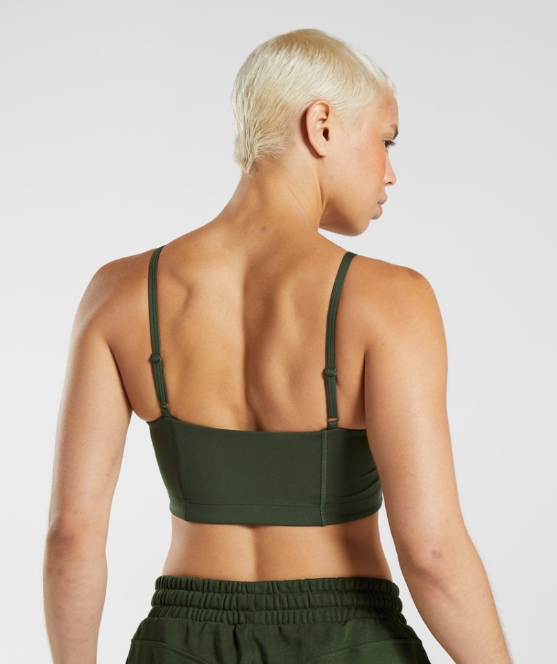 Gymshark Social Club Bandeau Női Sportmelltartó Olivazöld | HU-W-093