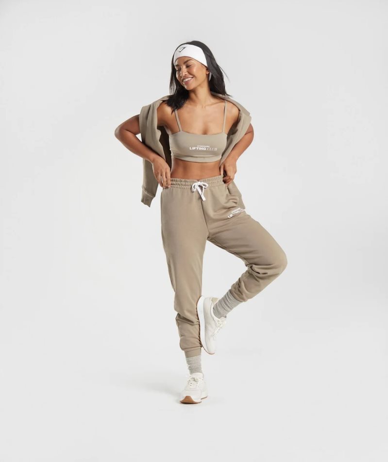 Gymshark Social Club Női Jogger Nadrág Khaki | HU-B-817