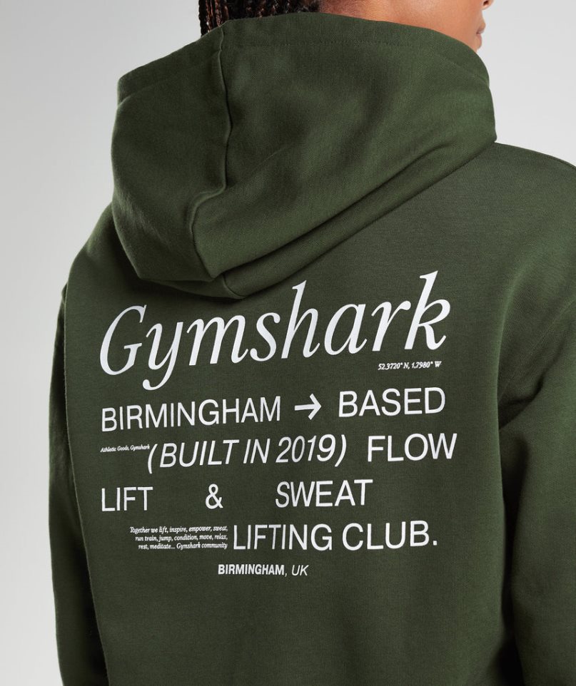 Gymshark Social Club Oversized Női Kapucnis Pulóver Olivazöld | HU-G-576