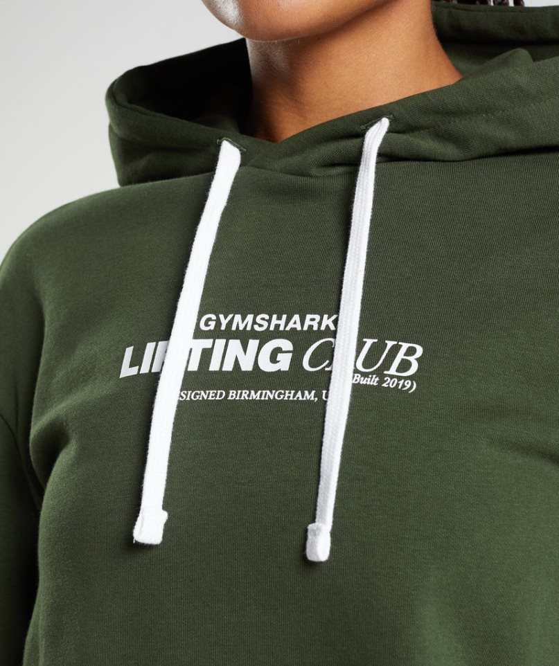Gymshark Social Club Oversized Női Kapucnis Pulóver Olivazöld | HU-G-576