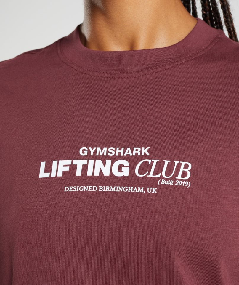 Gymshark Social Club Oversized Női Póló Bordó | HU-C-253