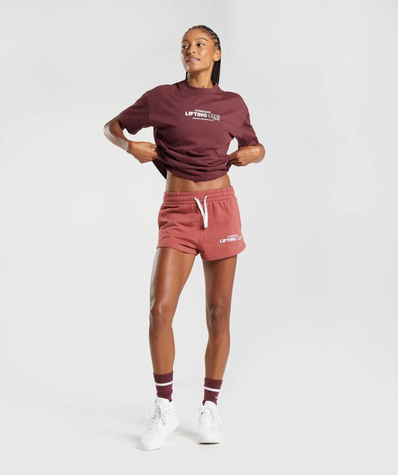 Gymshark Social Club Oversized Női Póló Bordó | HU-C-253