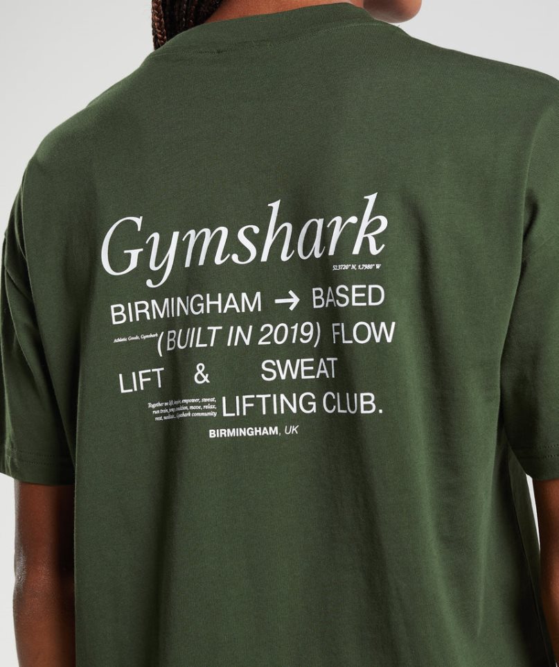 Gymshark Social Club Oversized Női Póló Olivazöld | HU-K-206
