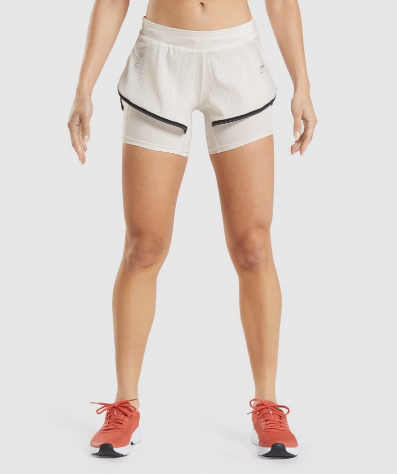 Gymshark Speed 2 In 1 Női Rövidnadrág Fehér | HU-U-309