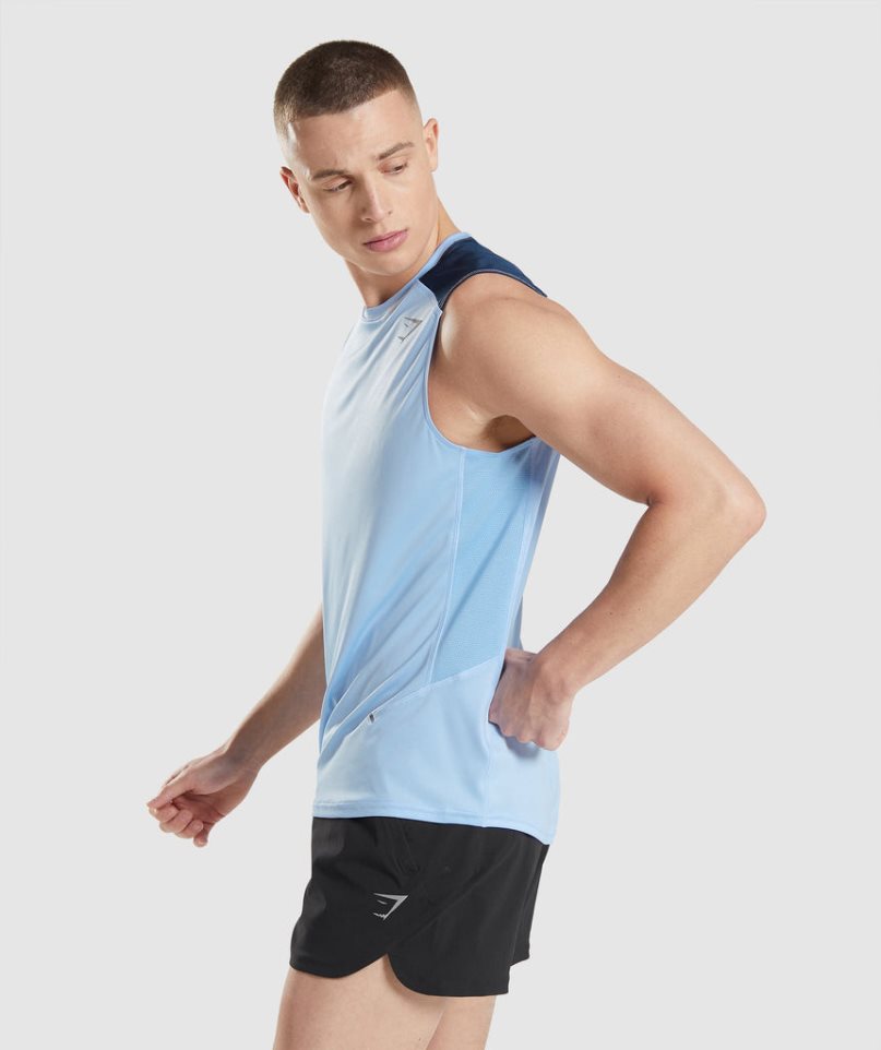Gymshark Speed Evolve Férfi Ujjatlan Póló Kék | HU-D-654