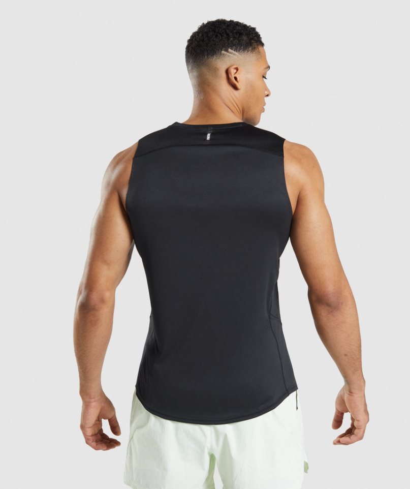 Gymshark Speed Evolve Férfi Ujjatlan Póló Fekete | HU-U-350
