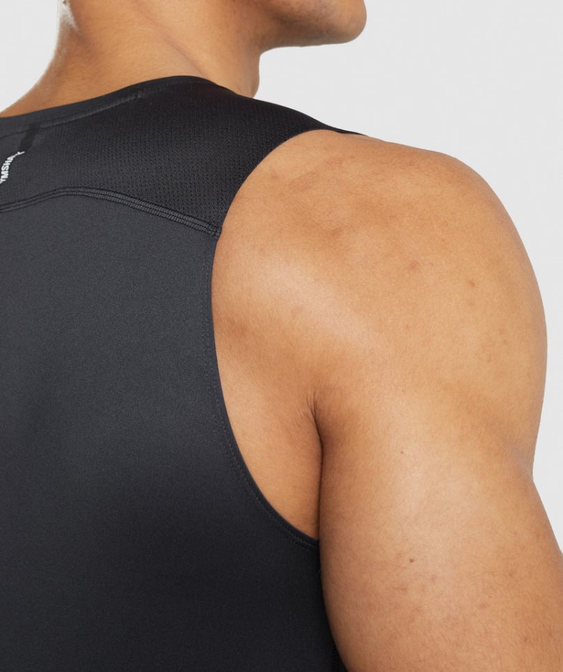 Gymshark Speed Evolve Férfi Ujjatlan Póló Fekete | HU-U-350