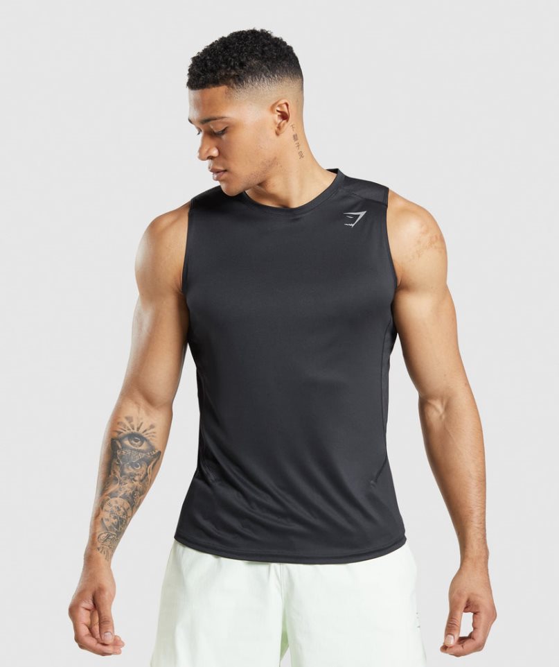 Gymshark Speed Evolve Férfi Ujjatlan Póló Fekete | HU-U-350