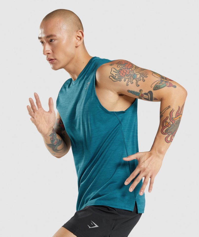 Gymshark Speed Férfi Ujjatlan Póló Türkiz | HU-U-940