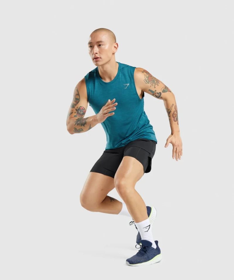 Gymshark Speed Férfi Ujjatlan Póló Türkiz | HU-U-940
