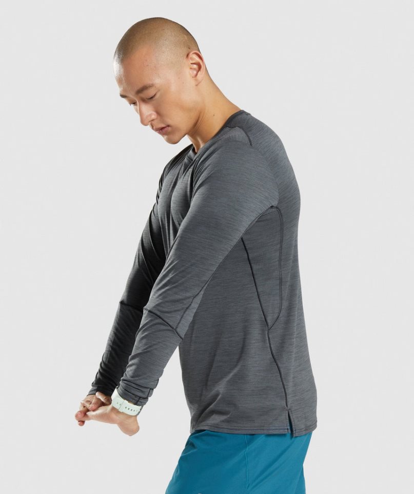 Gymshark Speed Long Sleeve Férfi Póló Sötétszürke | HU-T-295