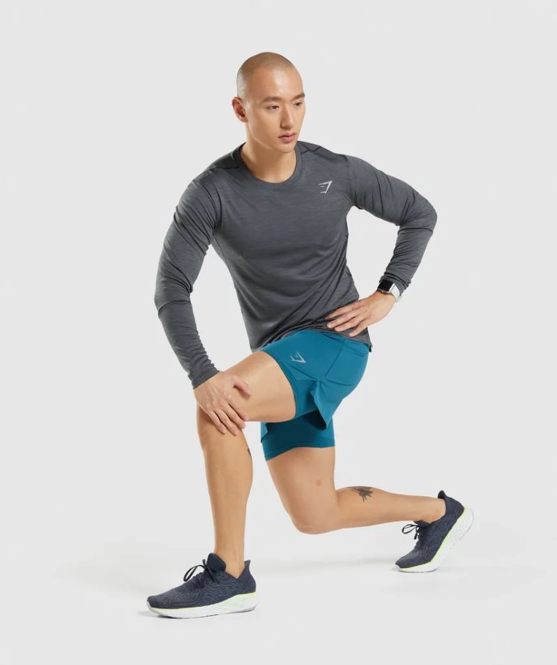 Gymshark Speed Long Sleeve Férfi Póló Sötétszürke | HU-T-295