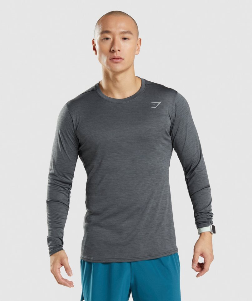 Gymshark Speed Long Sleeve Férfi Póló Sötétszürke | HU-T-295