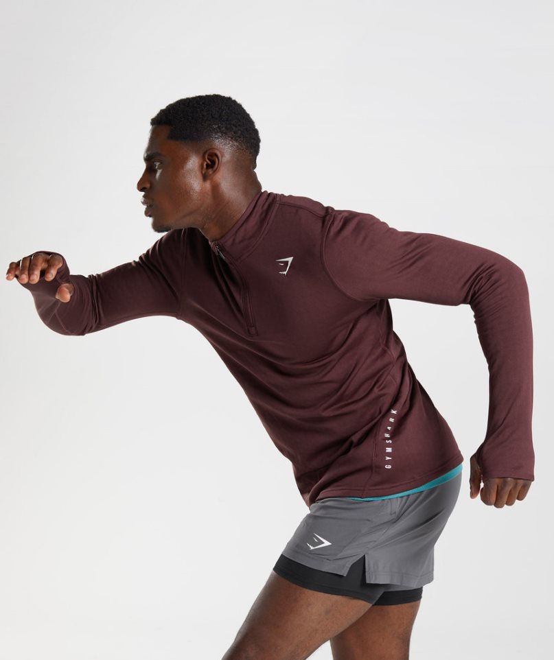 Gymshark Sport 1/4 Zip Férfi Pulóverek Bordó | HU-N-970