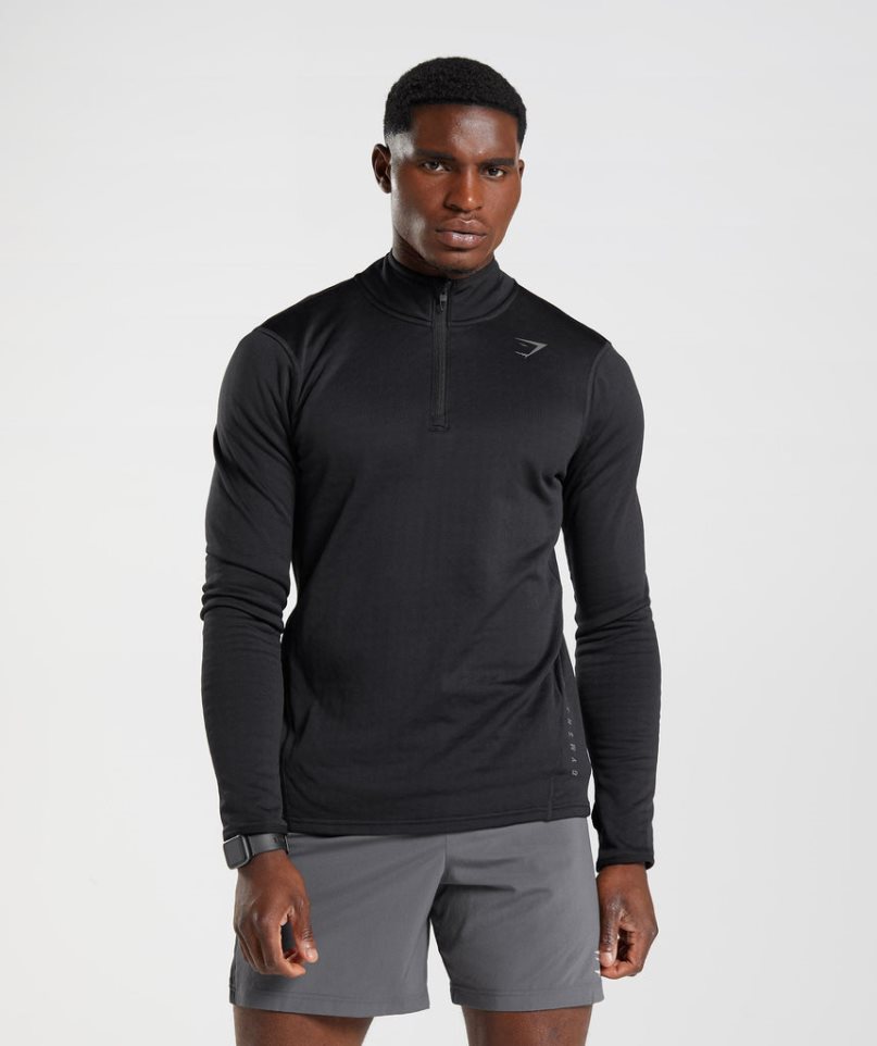 Gymshark Sport 1/4 Zip Férfi Pulóverek Fekete | HU-A-897