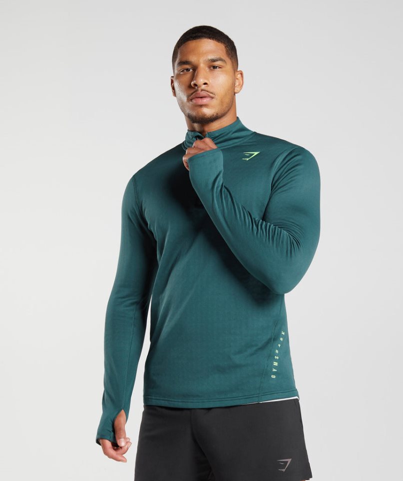 Gymshark Sport 1/4 Zip Férfi Pulóverek Türkiz | HU-J-490
